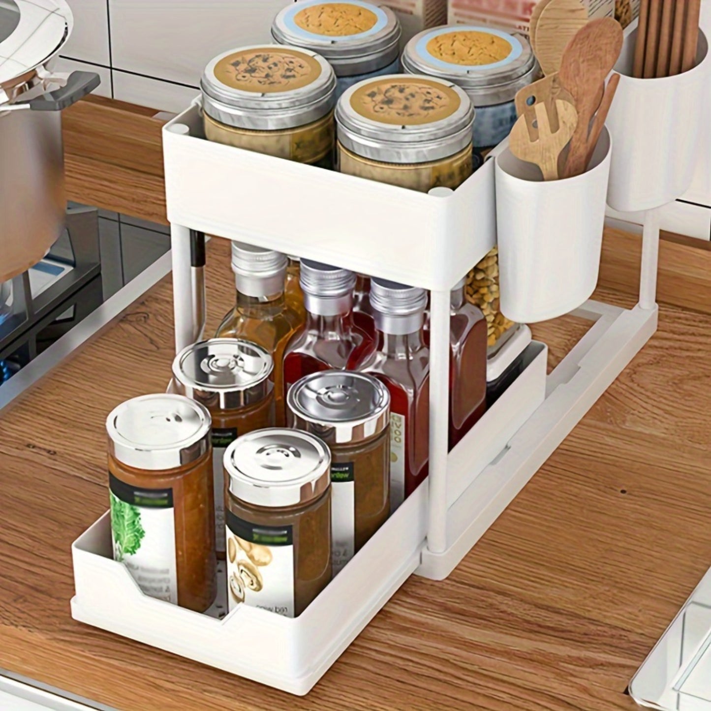 2-Tier Under Sink Organizer With Sliding Drawer