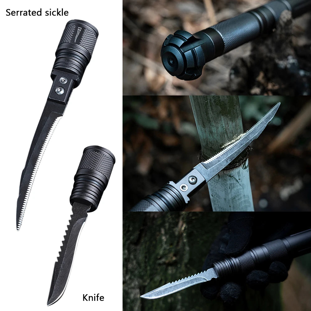 Survival Stick Multifunctional Trekking Pole Hiking Metal Folding - STG Shopping