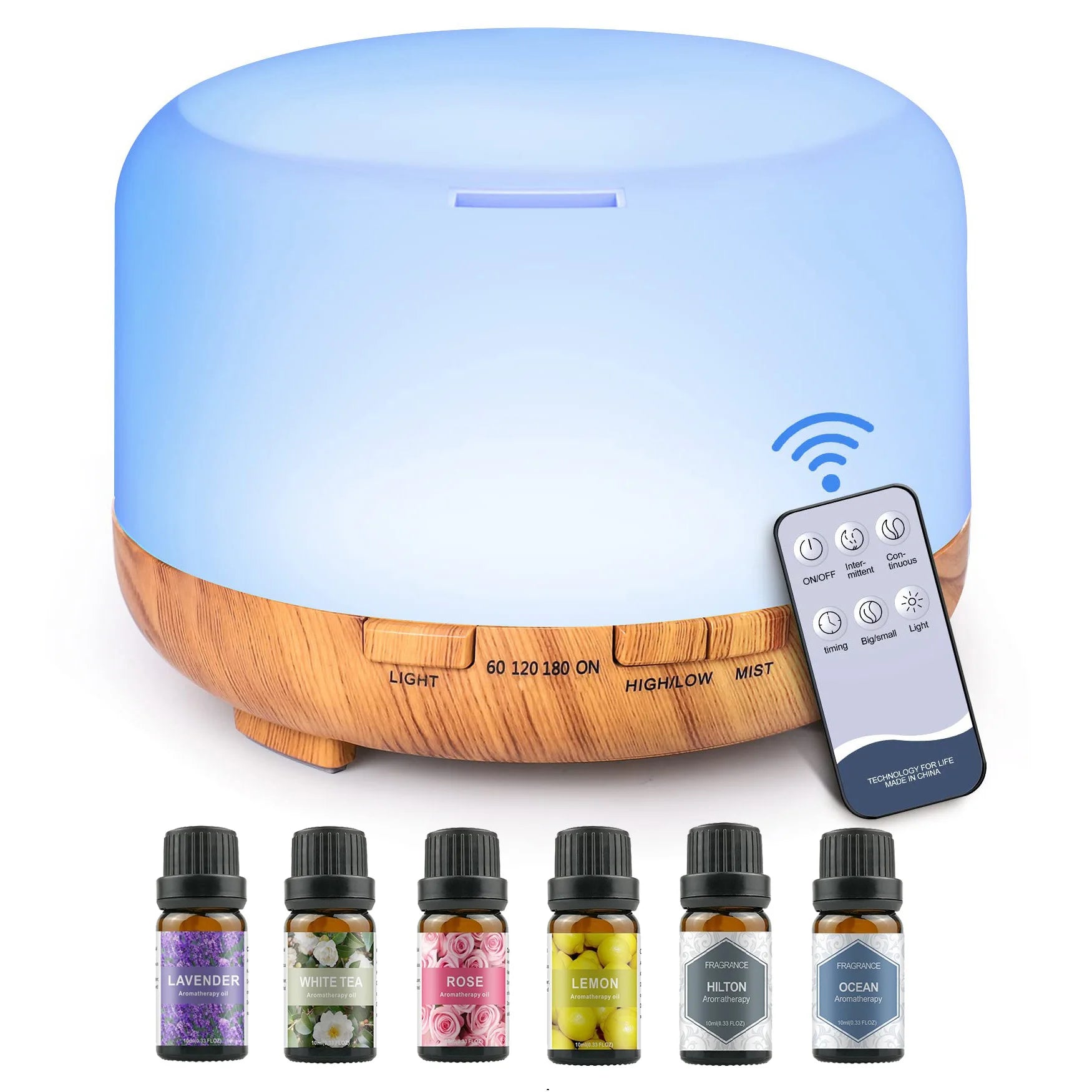 500ML Aromatherapy Oil Aroma Diffuser with 6 Bottles Oil - STG Shopping