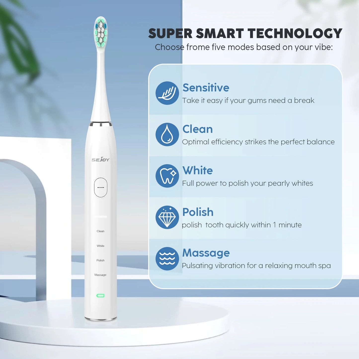 Smart Electric Toothbrush Rechargeable With 12pcs Replacement Head - STG Shopping