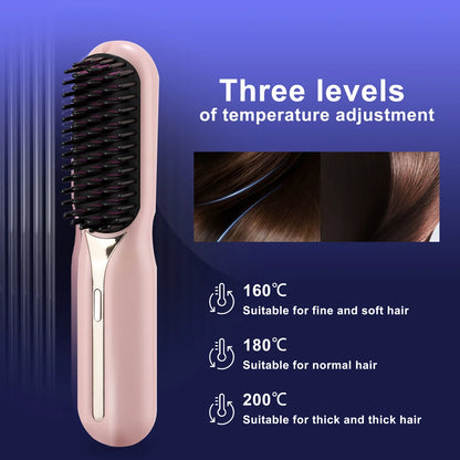 Wireless Hair Straightener Professional Quick Heated Electric Comb