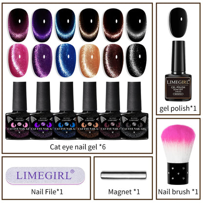 6pcs Cat Magnetic Gel Polish, Semi Permanent Glitter - STG Shopping