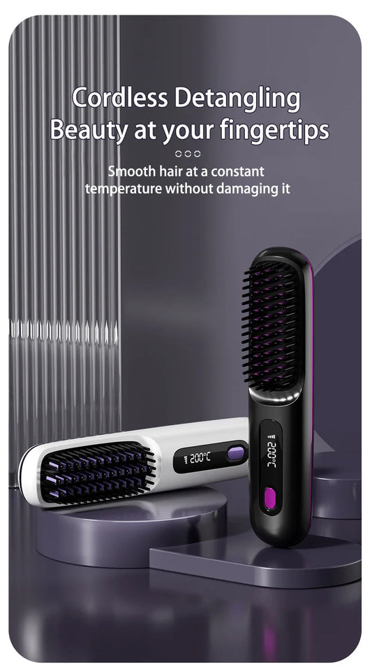 Electric Negative Ion Hair Straightener Brush & Curling Comb - STG Shopping