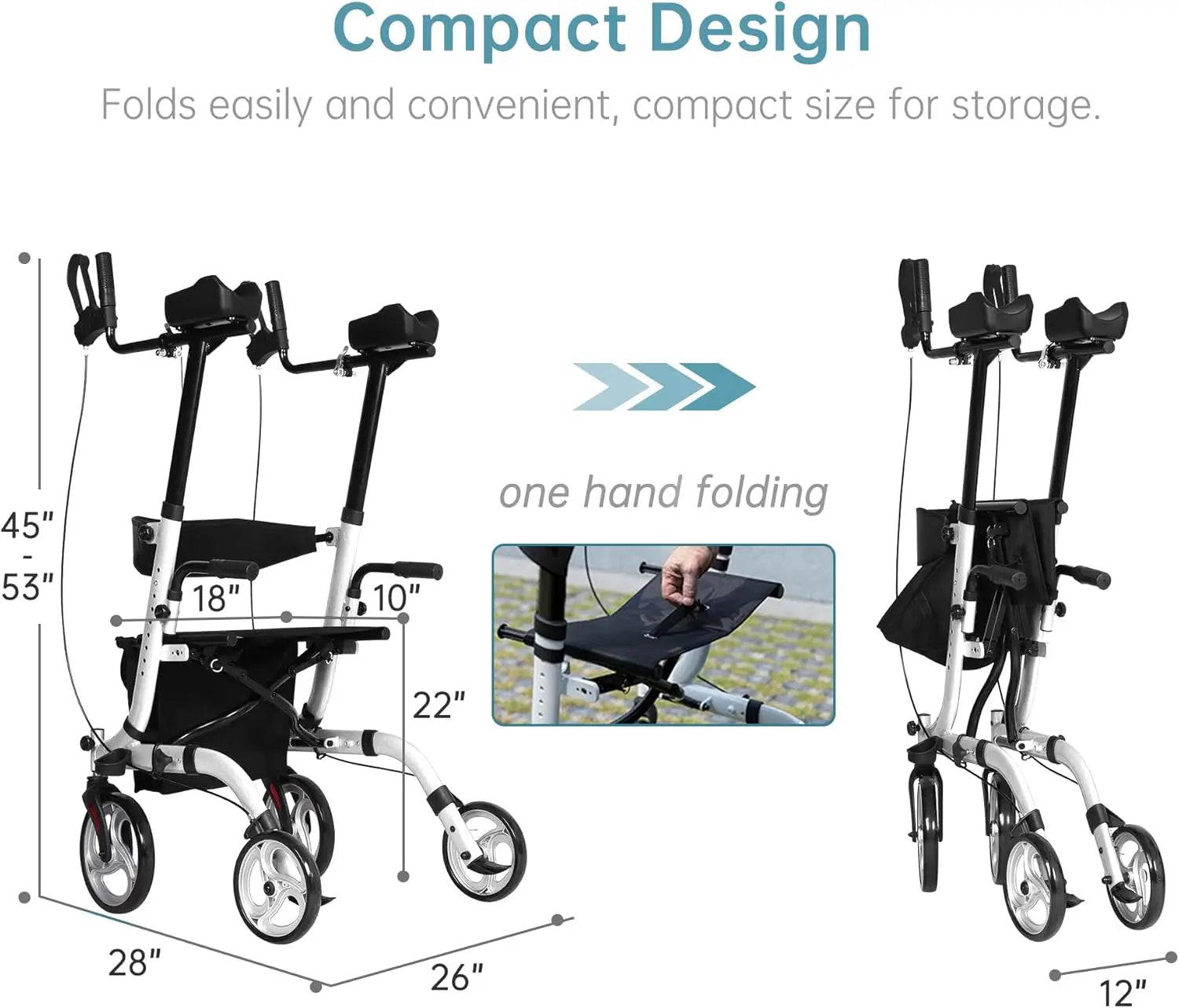 Upright Walker, Stand Up Folding Rollator Walker Back - STG Shopping