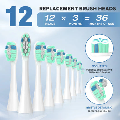 Smart Electric Toothbrush Rechargeable With 12pcs Replacement Head - STG Shopping