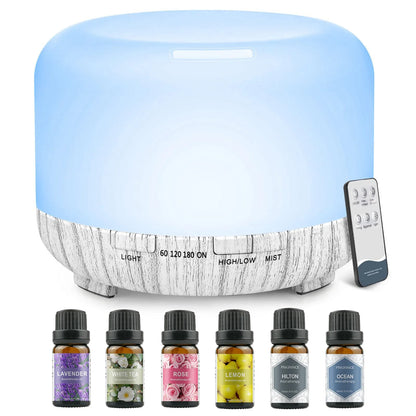 500ML Aromatherapy Oil Aroma Diffuser with 6 Bottles Oil - STG Shopping