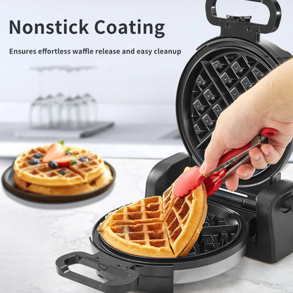 Belgian Classic Rotating Waffle Iron with Nonstick Plates - STG Shopping