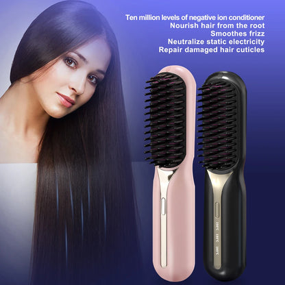 Wireless Hair Straightener Professional Quick Heated Electric Comb