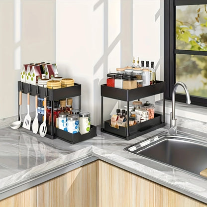 2-Tier Under Sink Organizer With Sliding Drawer