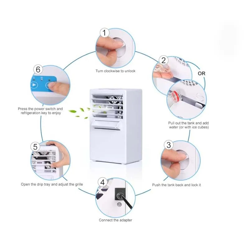 Mini Portable Air Conditioner Table Space Misting, Humidifier, Purifier - STG Shopping