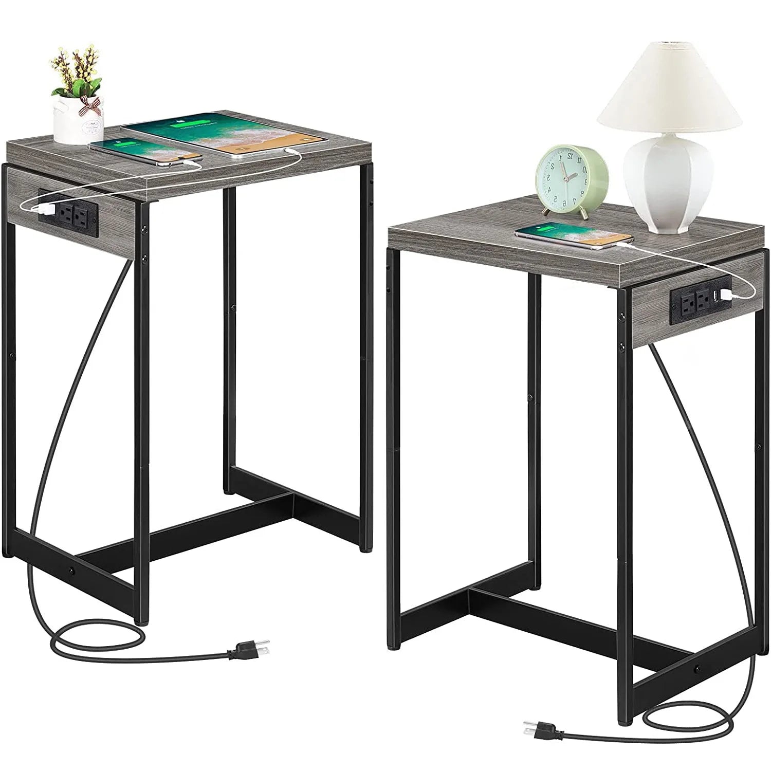 Nightstands Set of 2 with Charging Station - STG Shopping