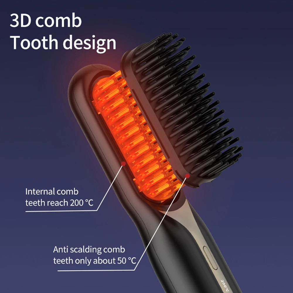 Wireless Hair Straightener Professional Quick Heated Electric Comb