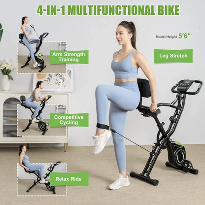 Folding Exercise Bike, 4 in 1 Stationary Cycling - STG Shopping