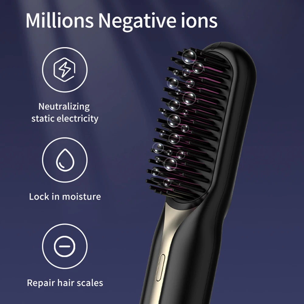 Wireless Hair Straightener Professional Quick Heated Electric Comb