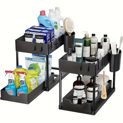 2-Tier Under Sink Organizer With Sliding Drawer