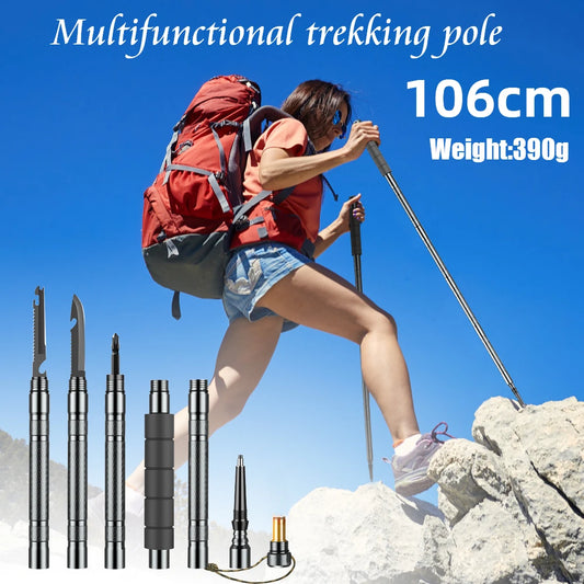 Multifunction Trekking Poles Mountaineering Collapsible Telescopic Sticks Lightweight - STG Shopping