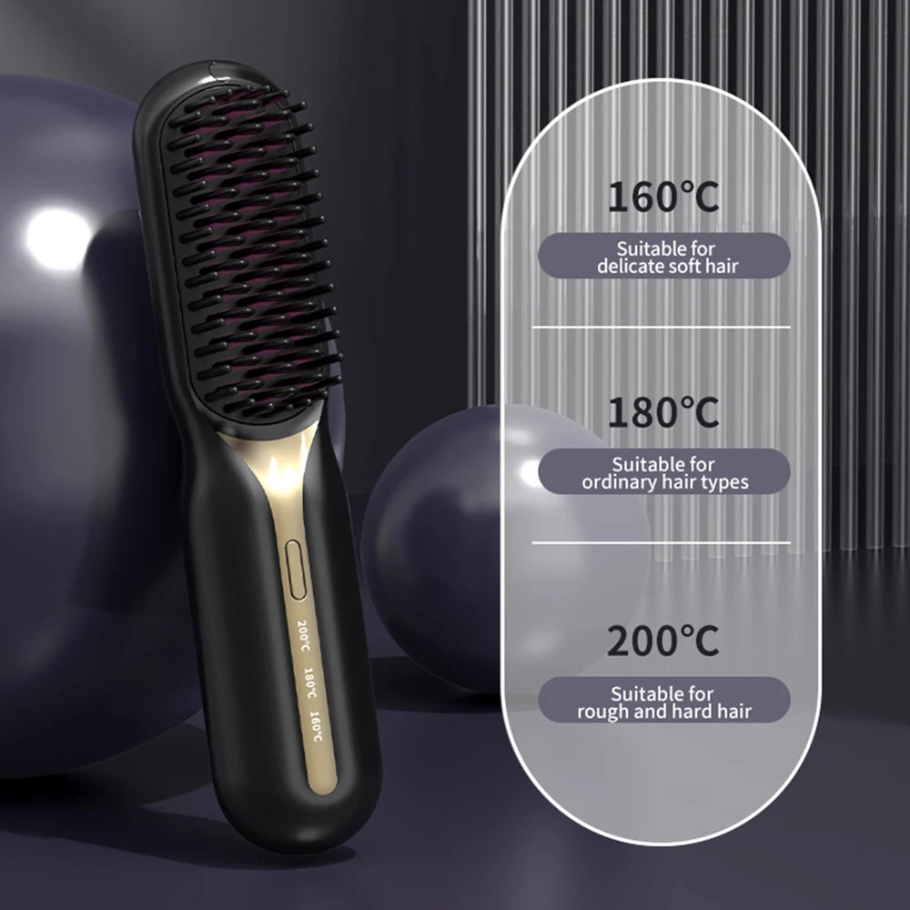 Wireless Hair Straightener Professional Quick Heated Electric Comb