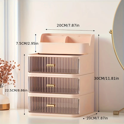 Makeup Organizer with Drawers for Skincare, Cosmetics, Brushes